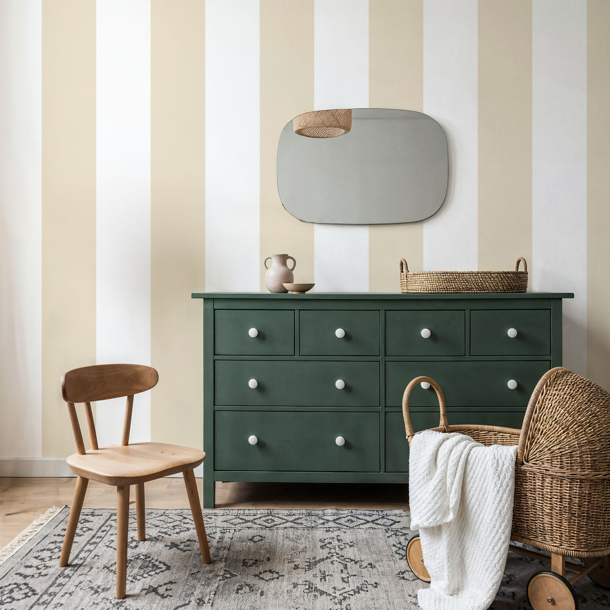 Circus Stripes, Beige Mural Wallpaper - room preview 06