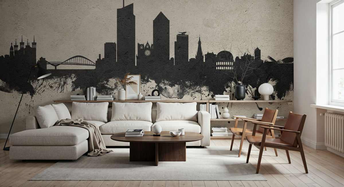 Lyon France Skyline Concrete Mural Wallpaper - room preview 06