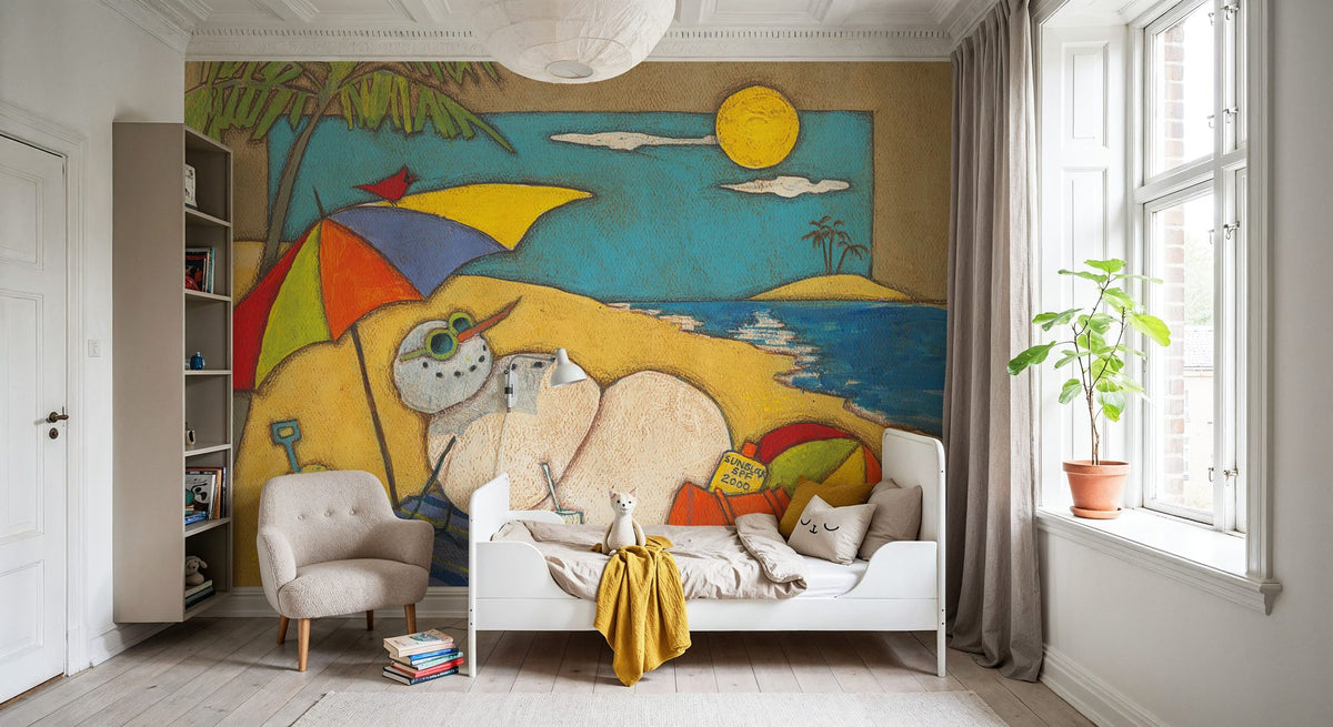 Seasonal Snowman VIII Mural Wallpaper - room preview 06