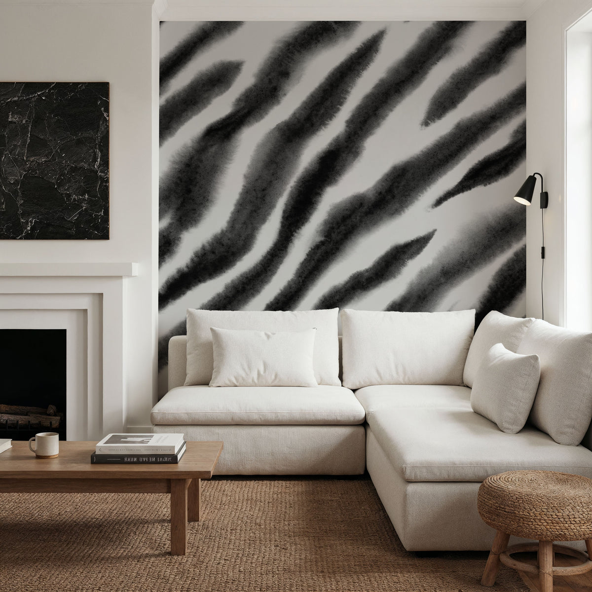 Watercolor Tiger Stripes, Zebra Mural Wallpaper - room preview 06