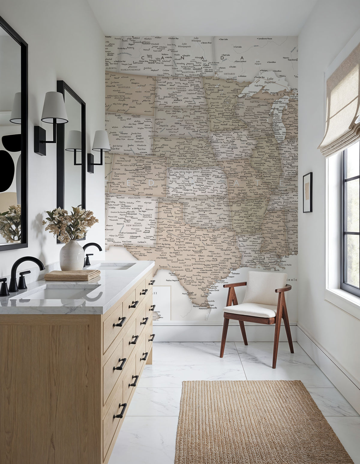 US Map Detailed - Loui Mural Wallpaper - room preview 06