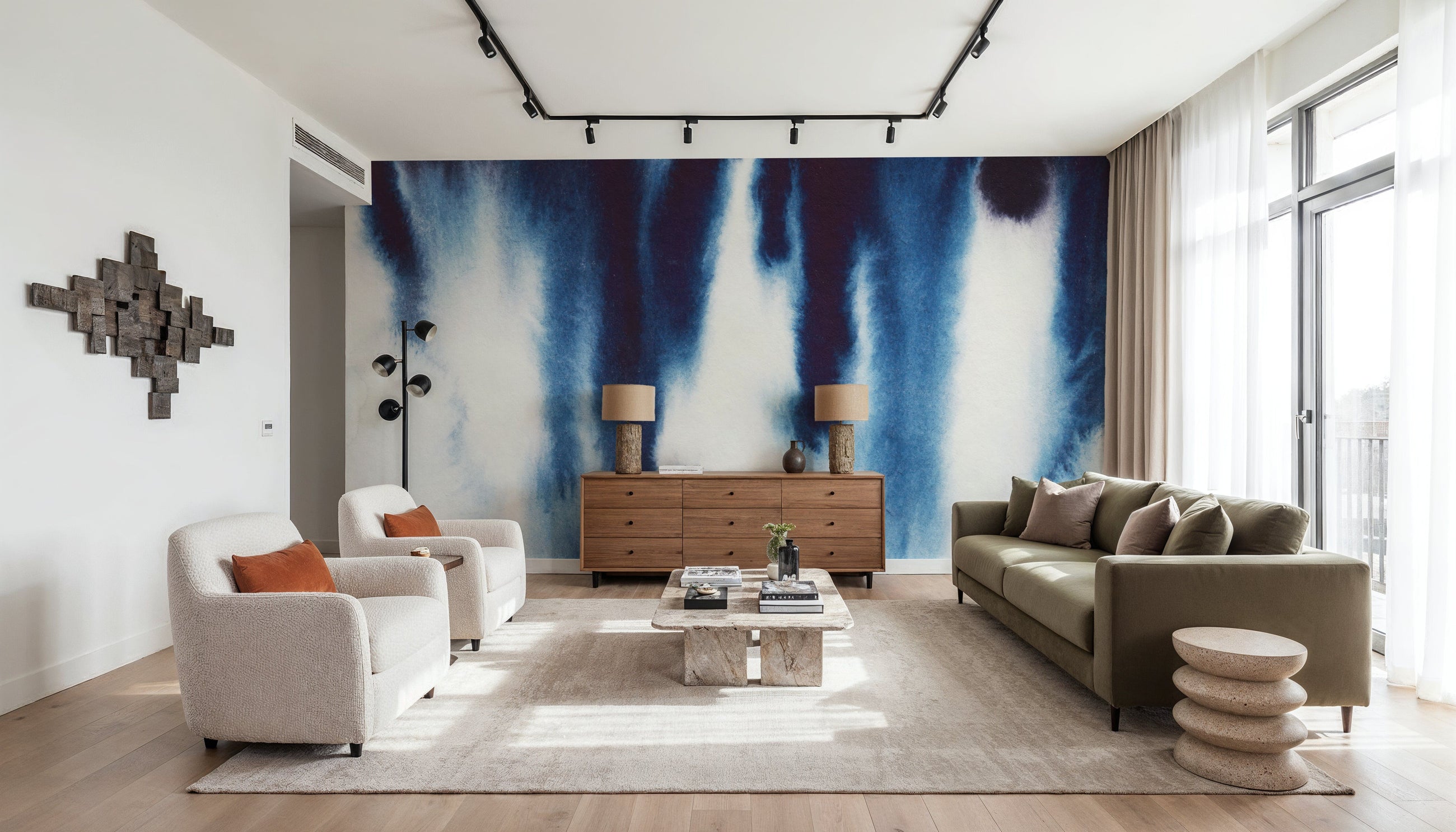 Blue Cascade Mural Wallpaper