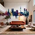 Munich Skyline Blue & Bronze Mural Wallpaper - room preview 06