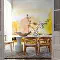 Yellow Autumn Trees, Landscape Painting Mural Wallpaper - room preview 06