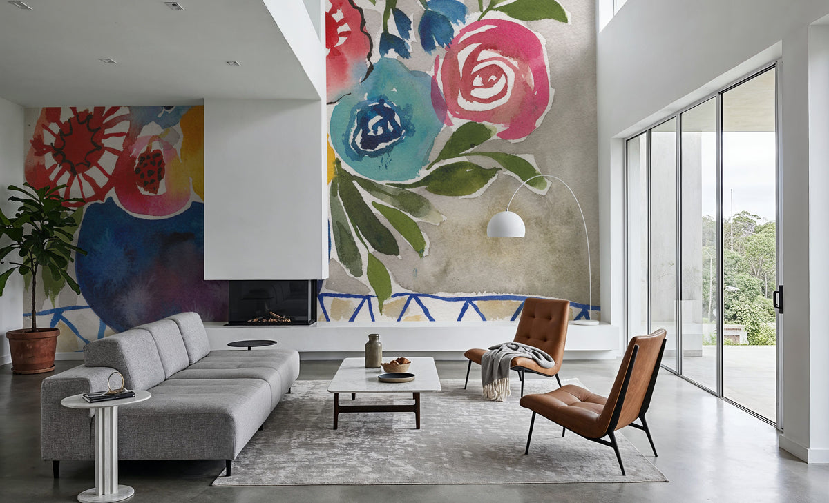 Geo Blooms Mural Wallpaper - room preview 06
