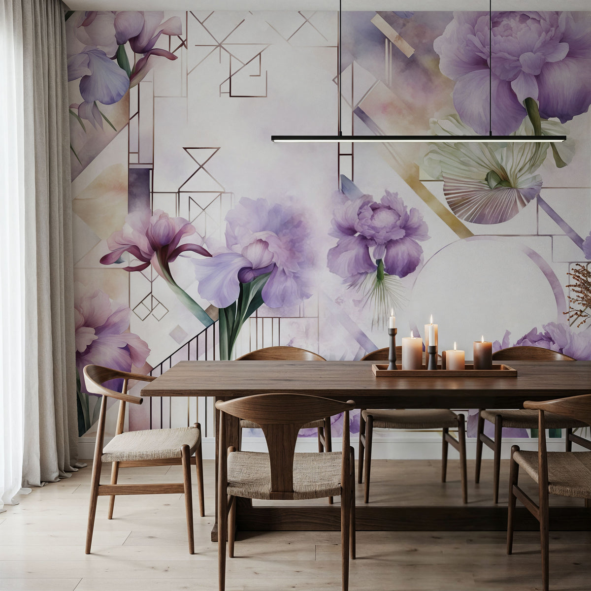 Watercolor Geometry Purple Mural Wallpaper - room preview 06