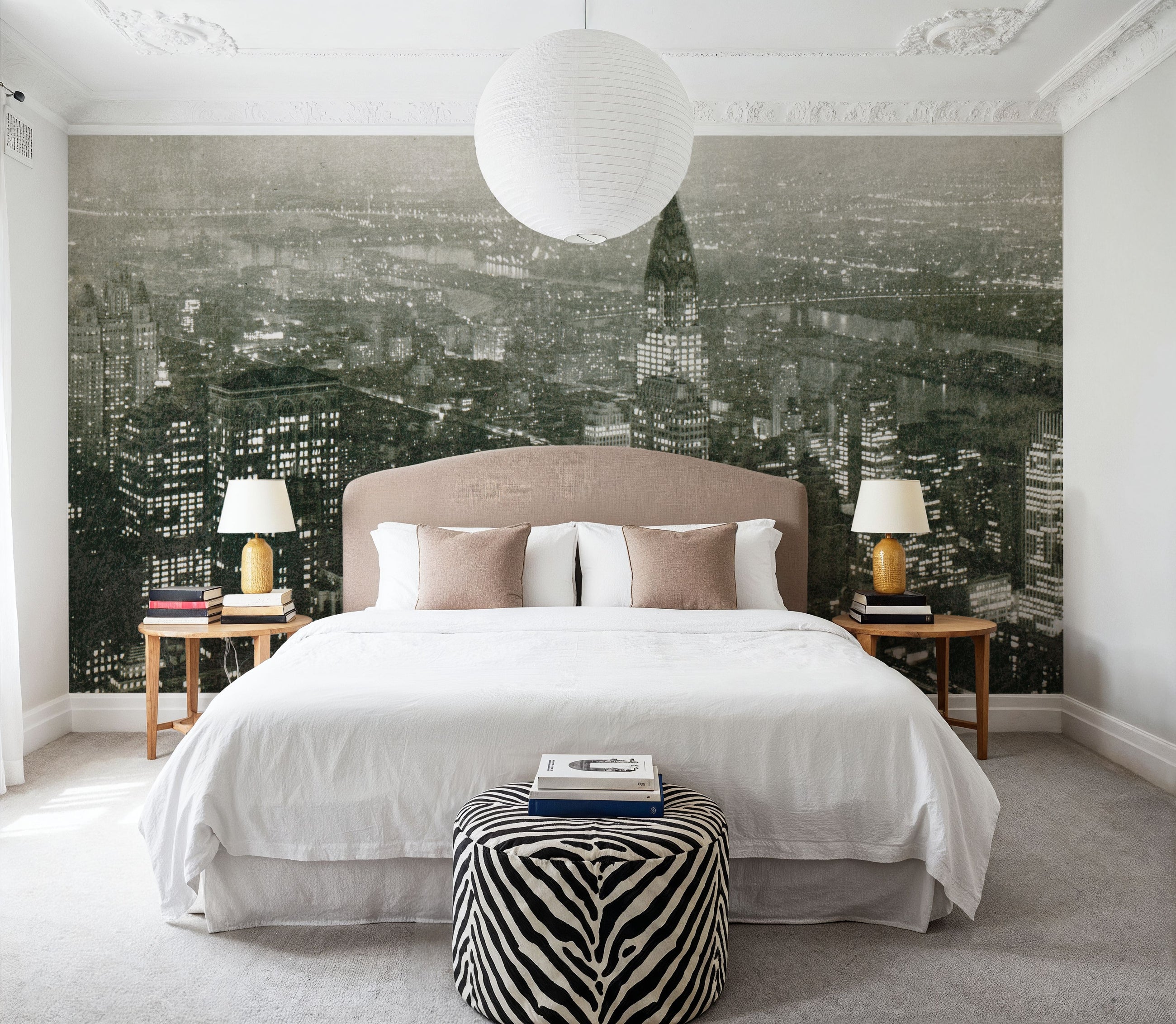 Manhattan At Night Mural Wallpaper