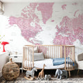 World Map Cities - Damla Mural Wallpaper - room preview 06