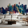 Sydney Australia Skyline Blue & Bronze Mural Wallpaper - room preview 06