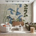 Salvia Florals on Newsprint II Mural Wallpaper - room preview 06