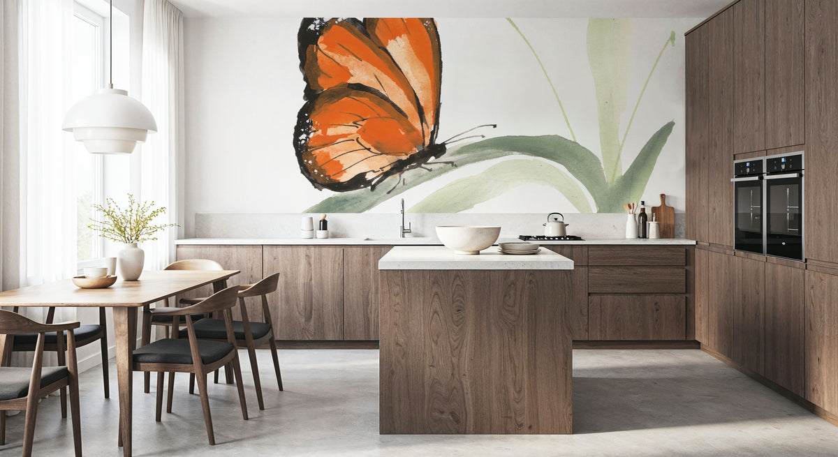 Butterfly Orange II Mural Wallpaper - room preview 06