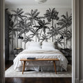 Playful Palms BW Mural Wallpaper - room preview 06