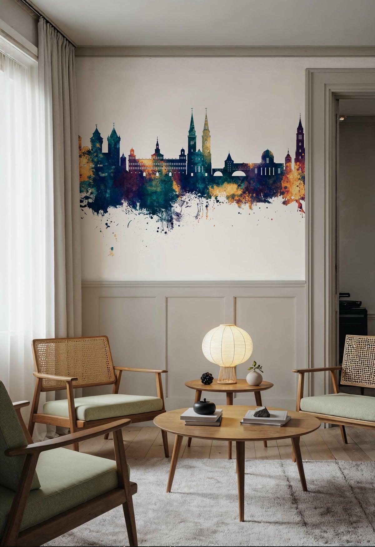 Nürnberg Germany Skyline Blue & Bronze Mural Wallpaper - room preview 06