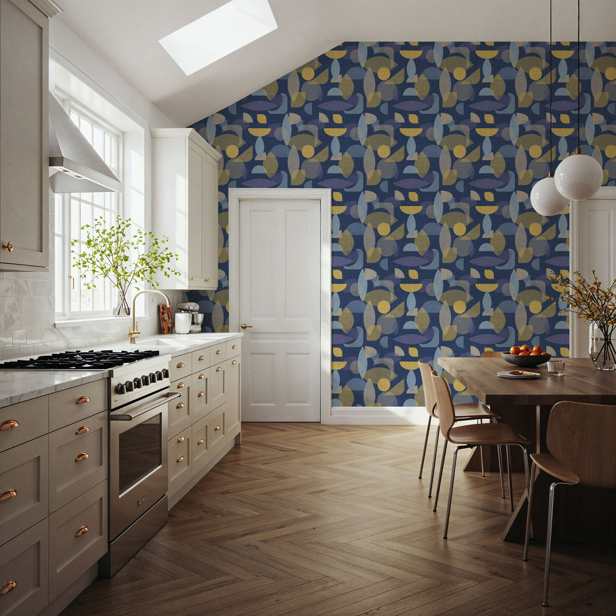 Homley Geometry, Navy Mural Wallpaper - room preview 06