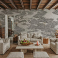 Ukiyo-e Clouds, Gray Mural Wallpaper - room preview 06