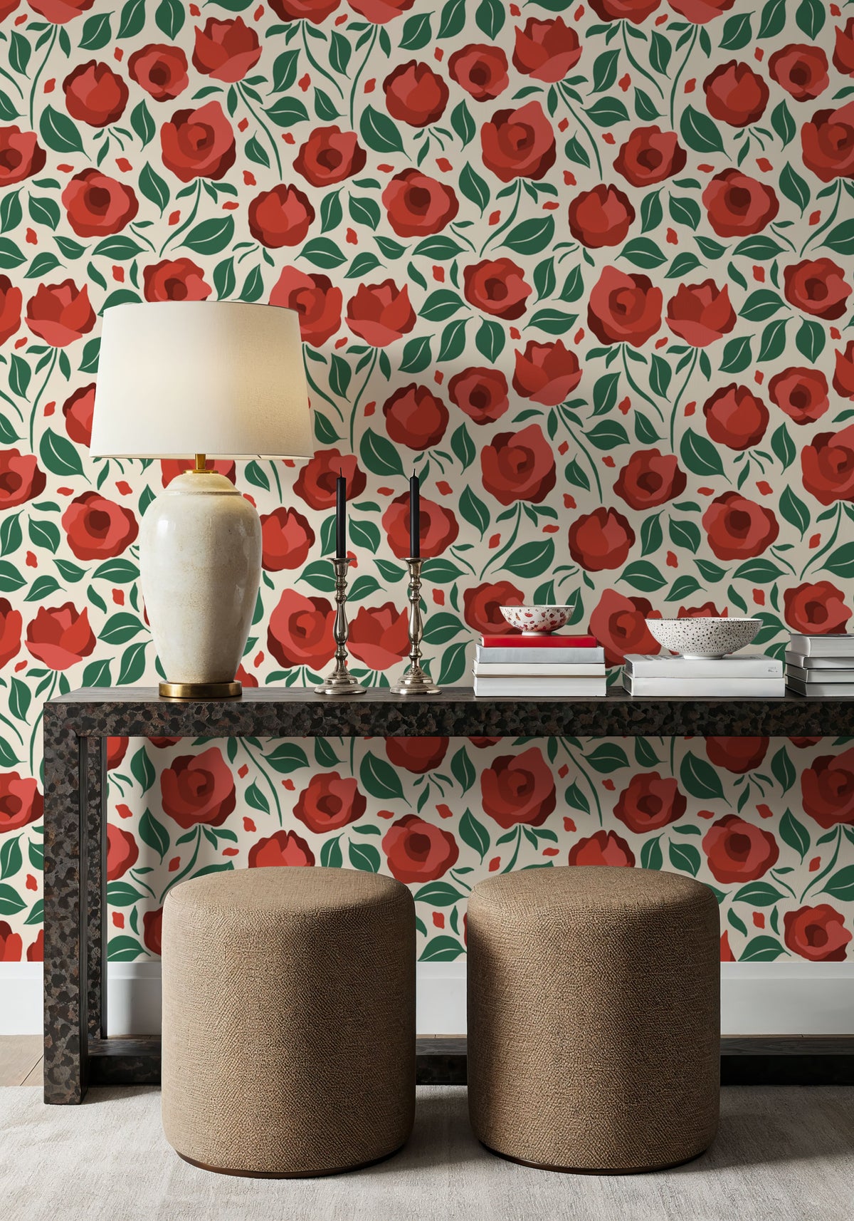 Red As a Rose Mural Wallpaper - room preview 06
