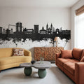 Paramaribo Suriname Skyline Black & White Mural Wallpaper - room preview 06