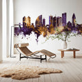 Ulaanbaatar Mongolia Skyline Purple & Gold Mural Wallpaper - room preview 06