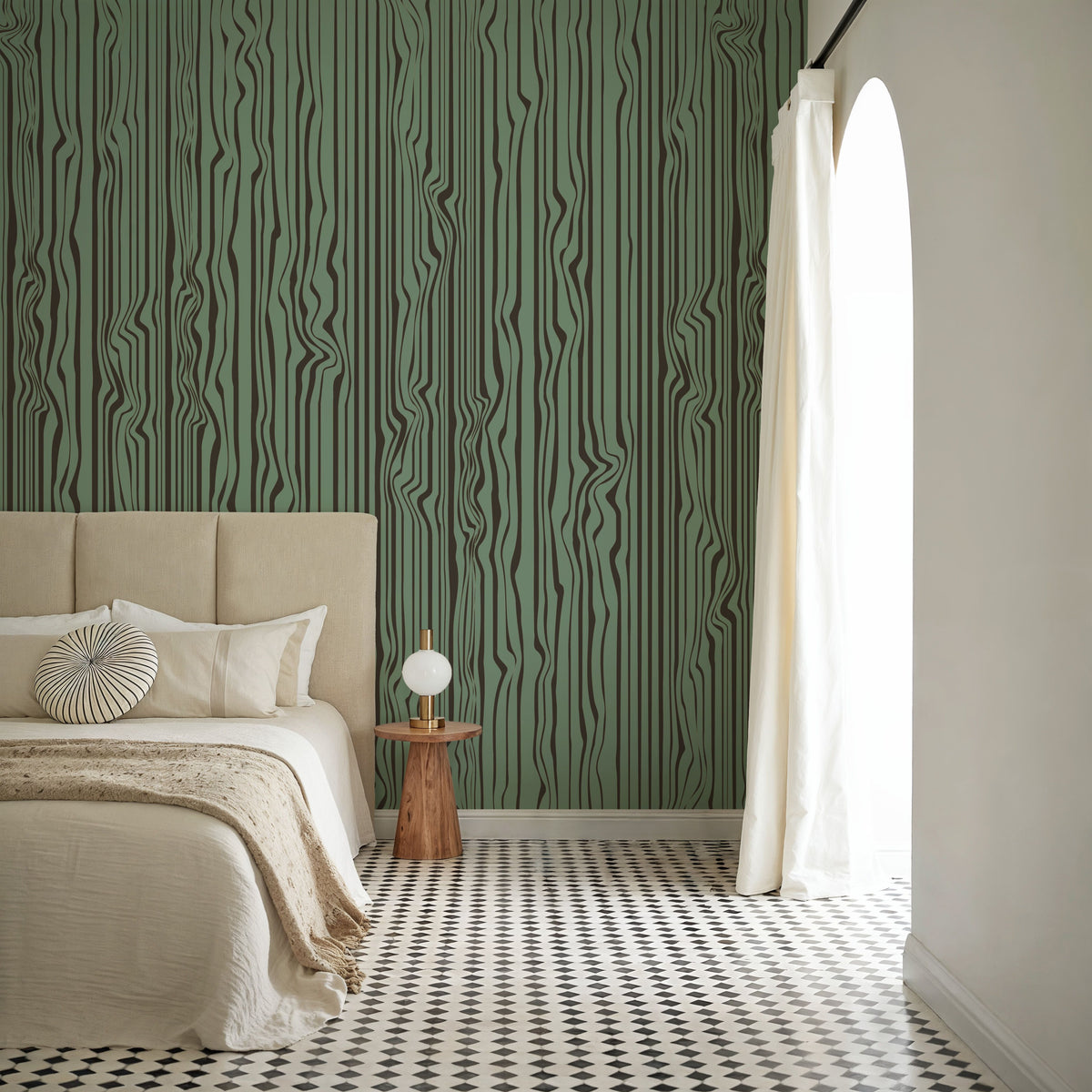 Veneer Lines, Jade Mural Wallpaper - room preview 06