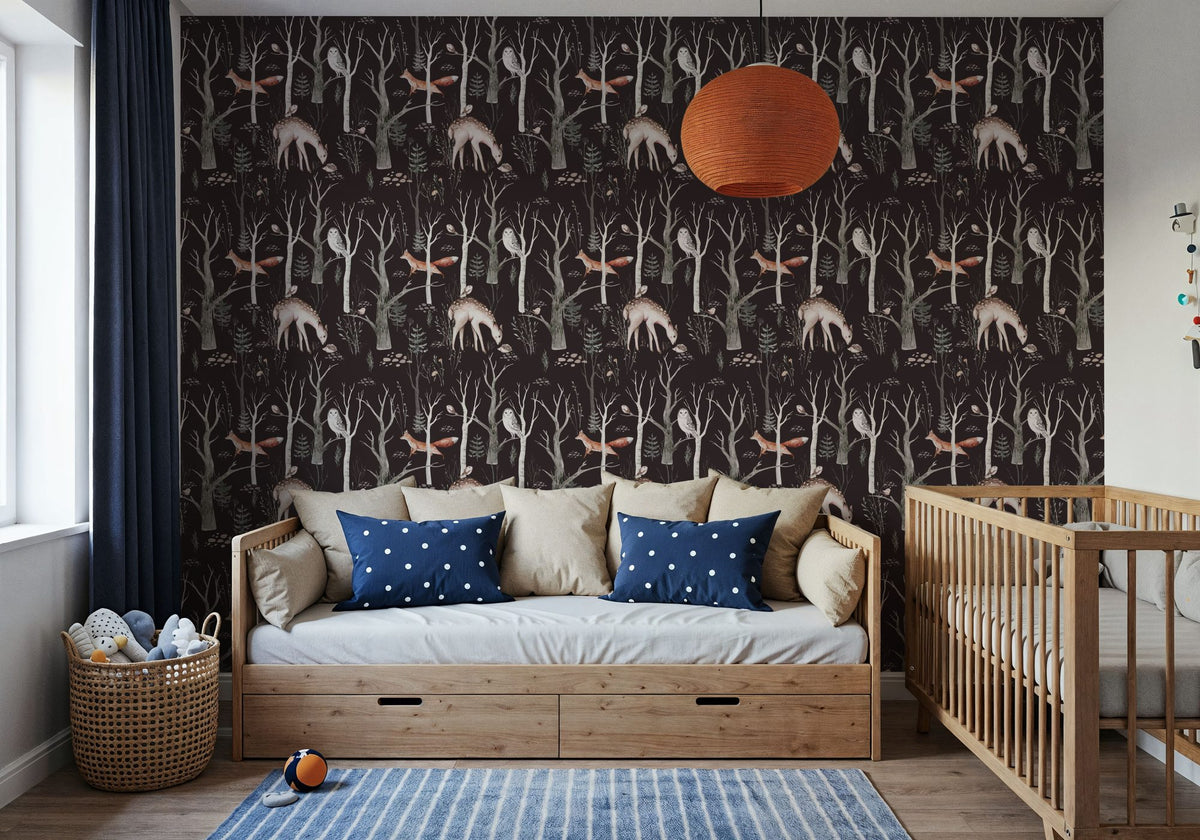 Night Woodland Mural Wallpaper - room preview 06