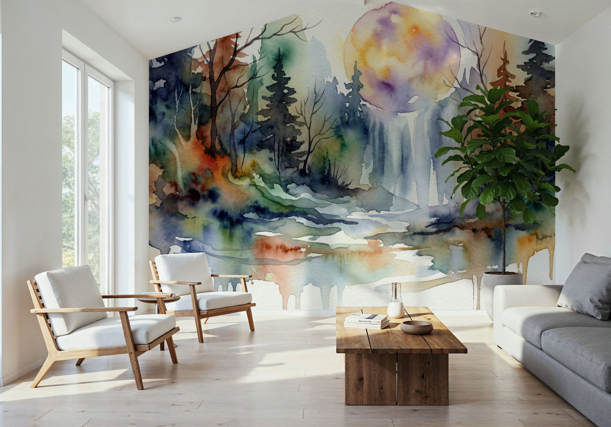 Forest Grove II - Watercolor Landscape Series Mural Wallpaper - room preview 06