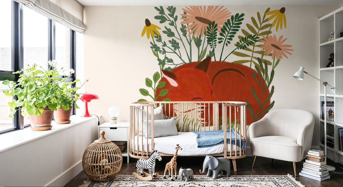 Sleeping Fox Mural Wallpaper - room preview 06