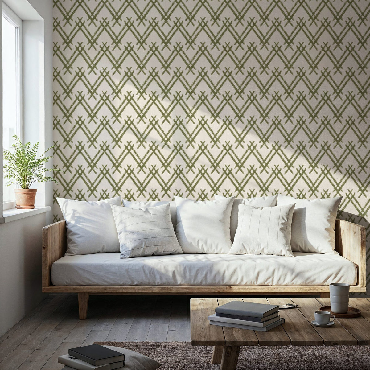 Woodland Tops Green Mural Wallpaper - room preview 06