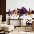 Jersey Channel Islands Skyline Purple & Gold Mural Wallpaper - room preview 06