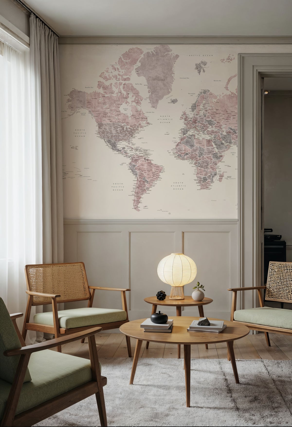 World Map Cities - Madelia Mural Wallpaper - room preview 06