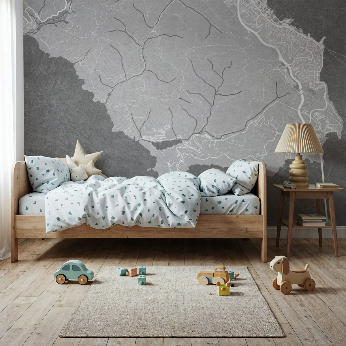 Golden Gate Recreation Area Grey Mural Wallpaper - room preview 06