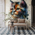 Watercolor Cat Mural Wallpaper - room preview 06