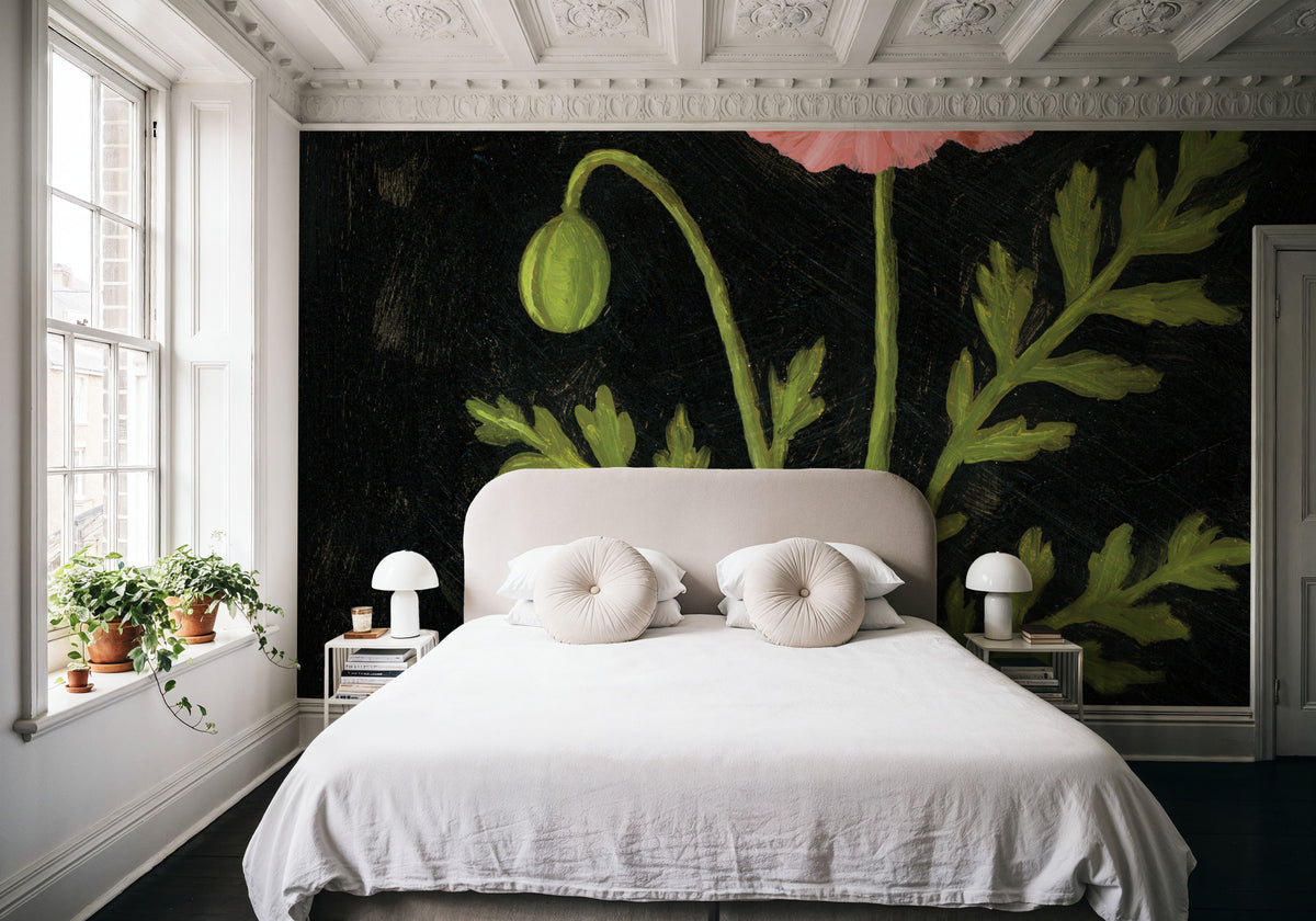 Vintage Poppy Mural Wallpaper - room preview 06