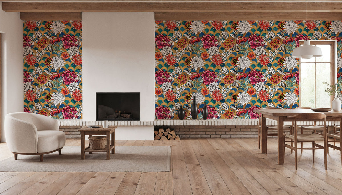 Vibrant Floral Medley Mural Wallpaper - room preview 06