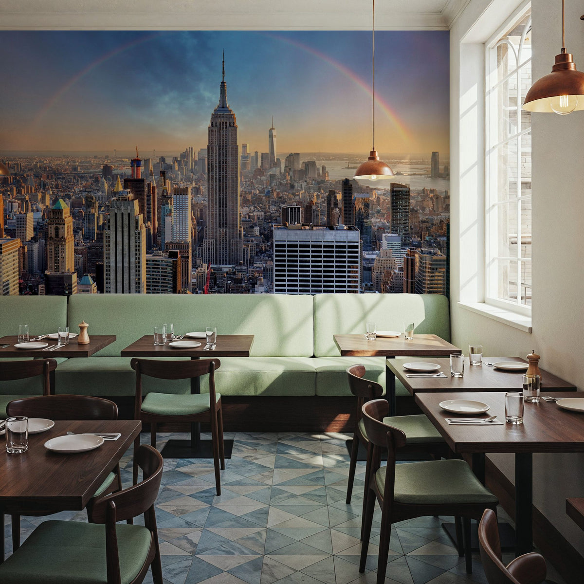 Rainbow Over New York City Mural Wallpaper - room preview 06