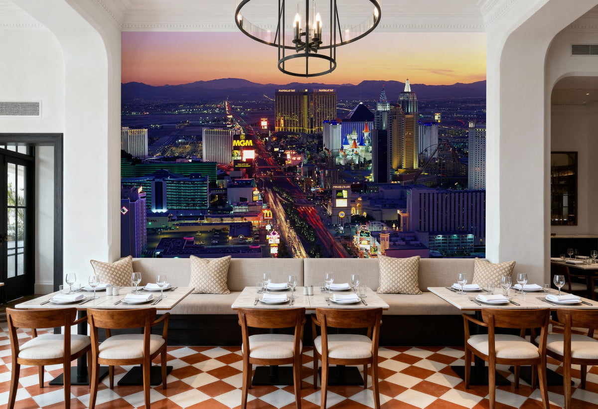 Vegas Twilight Glow Mural Wallpaper - room preview 06