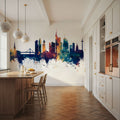 Frankfurt Skyline Blue & Bronze Mural Wallpaper - room preview 06