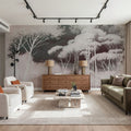 Seeing Through the Forest Red Mural Wallpaper - room preview 06