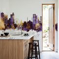 Sharjah Skyline Purple & Gold Mural Wallpaper - room preview 06