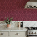 Bohemian Leaves Burgundy Mural Wallpaper - room preview 06