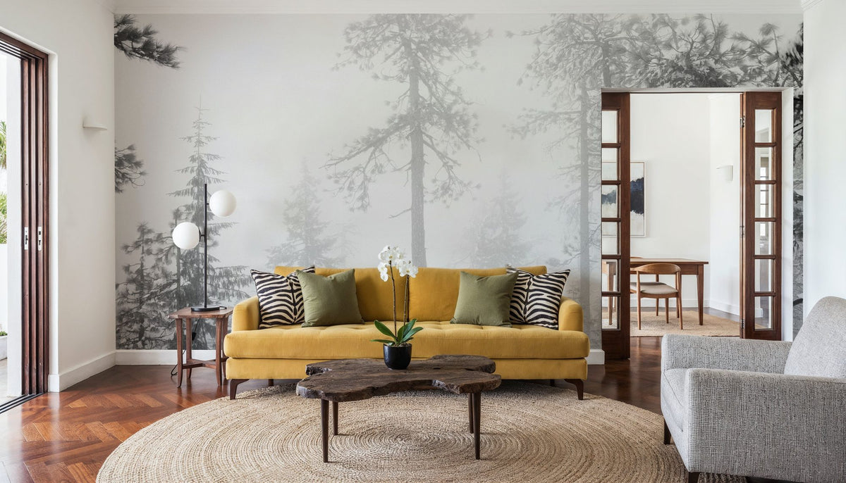 Trees in the Mist Mural Wallpaper - room preview 06