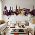 Nîmes France Skyline Purple & Gold Mural Wallpaper - room preview 06
