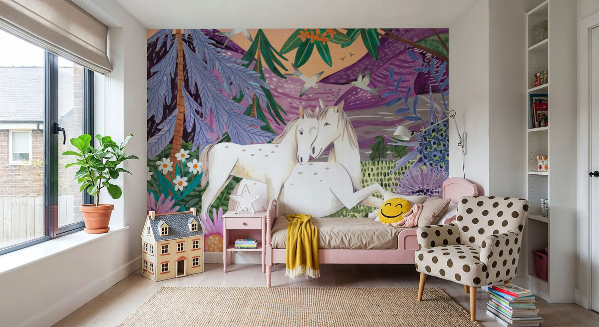 Horses in the Mountains Mural Wallpaper - room preview 06