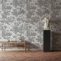 Patinated Linen Toile De Jouy, Stone Mural Wallpaper - room preview 06