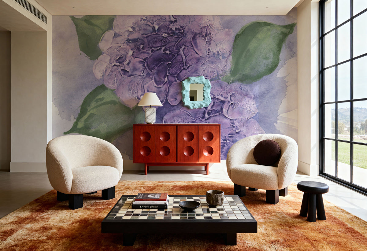 Dimensional Hydrangea I Mural Wallpaper - room preview 06