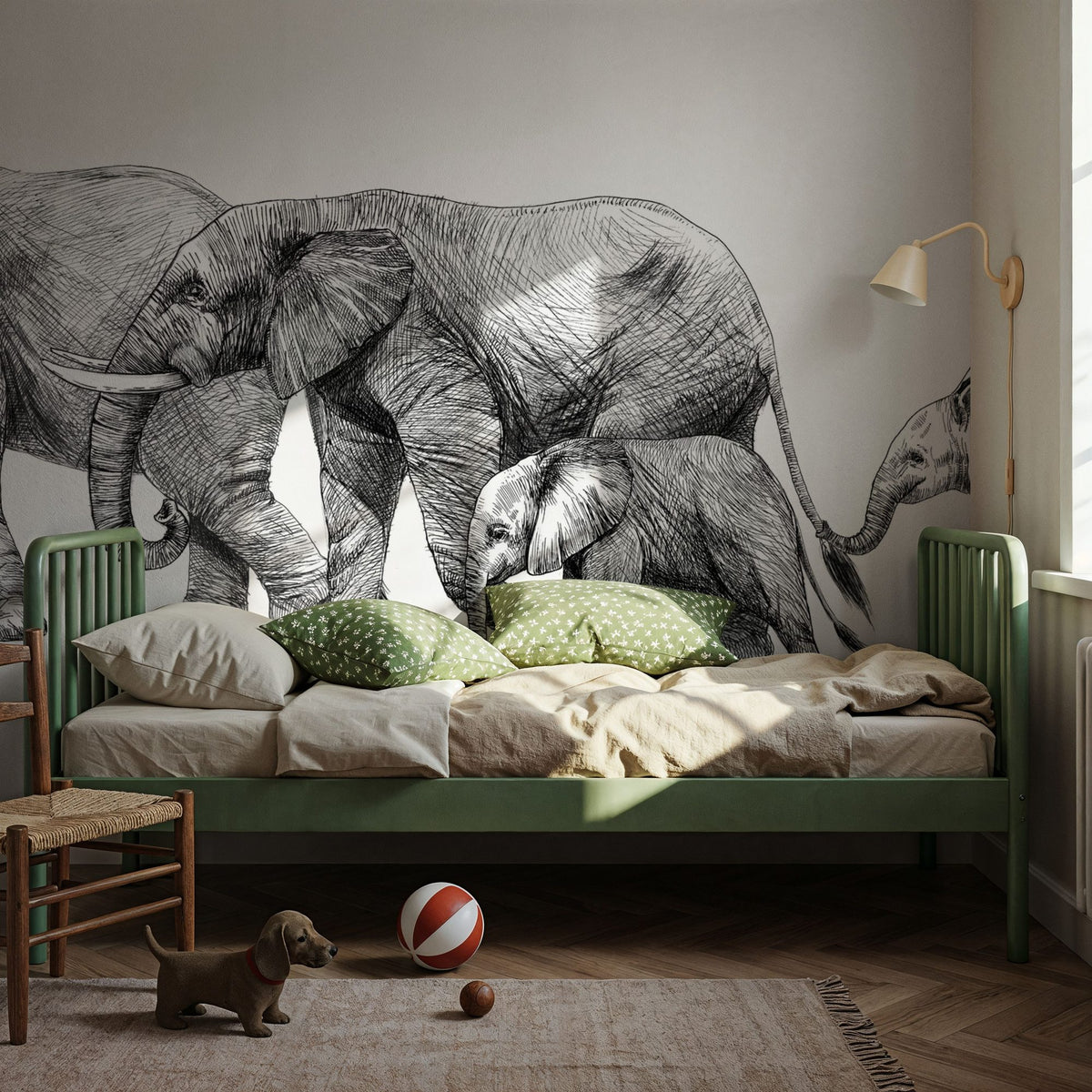 Dwellpaper Safari Elephants Illustration Mural Wallpaper image 6