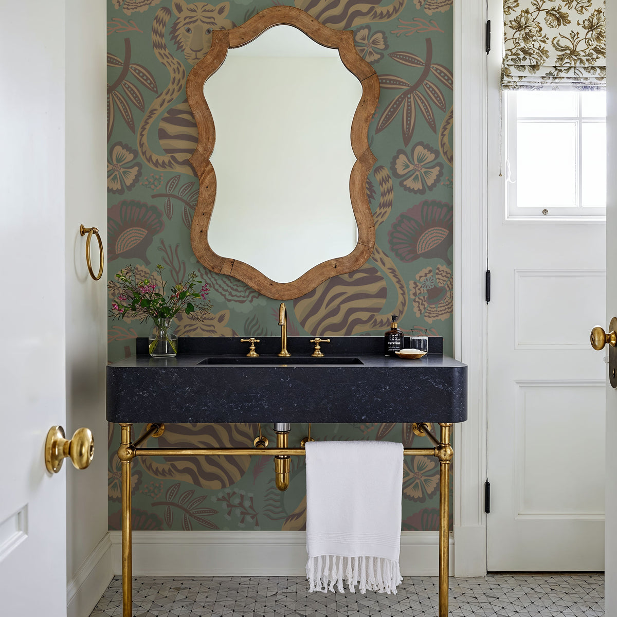 Painterly Tigers Mint Mural Wallpaper - room preview 06
