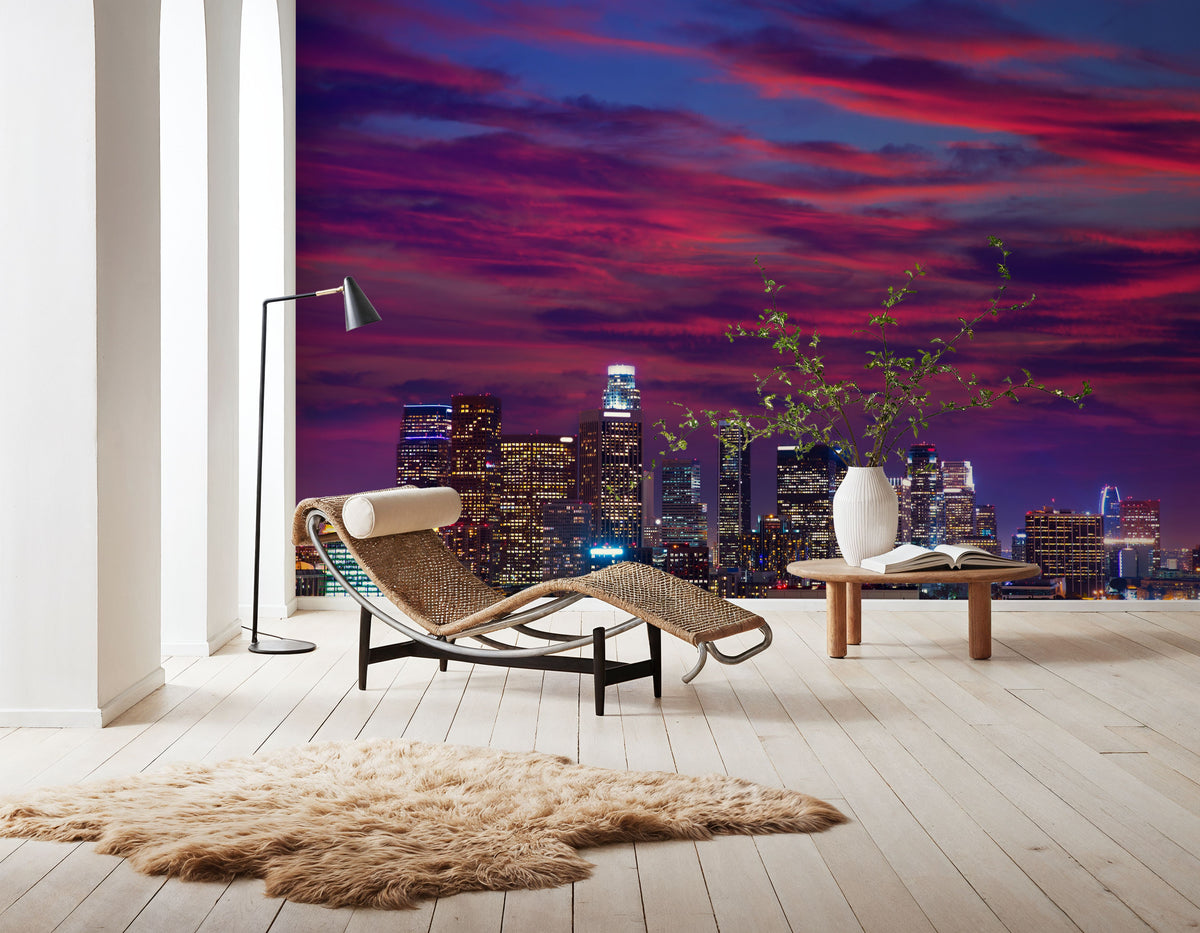 Pink Downtown Mural Wallpaper - room preview 06