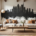 Philadelphia Skyline Black & White Mural Wallpaper - room preview 06