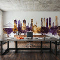 Izmir Turkey Skyline Purple & Gold Mural Wallpaper - room preview 06