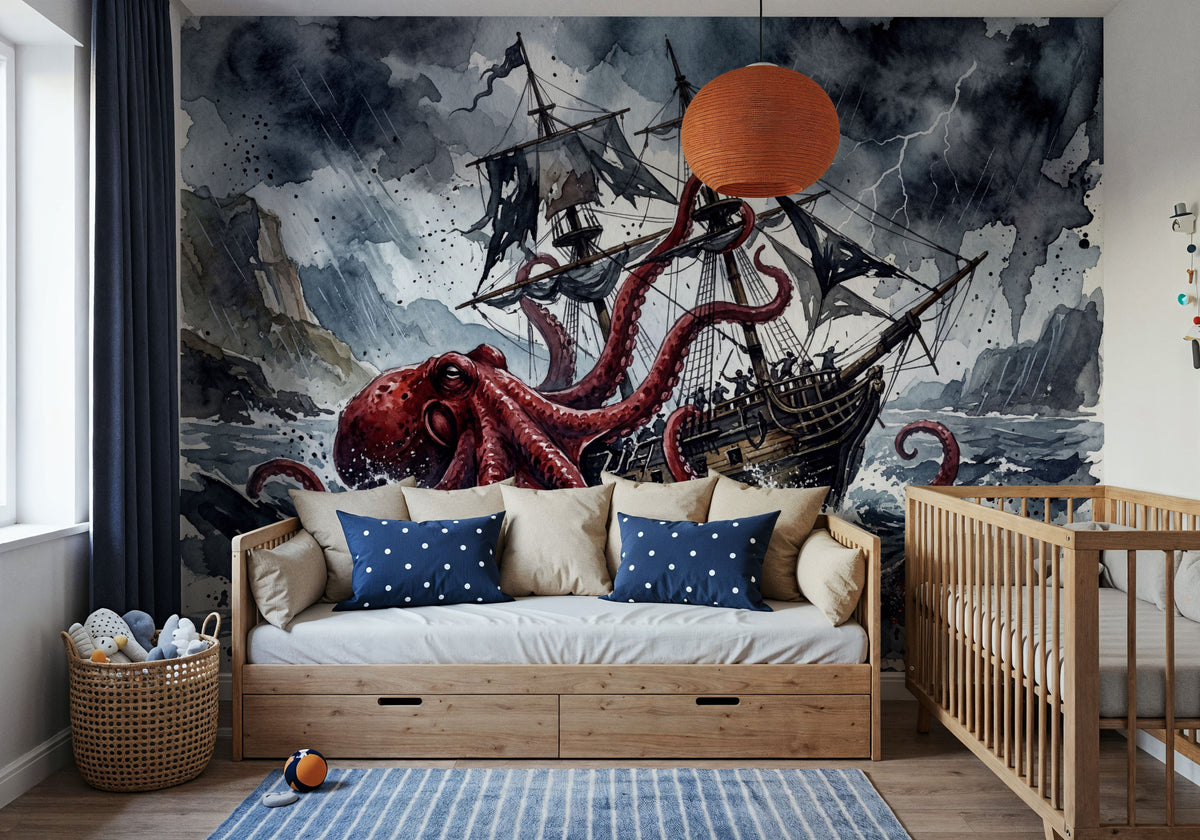 The Octopus Beast Mural Wallpaper - room preview 06
